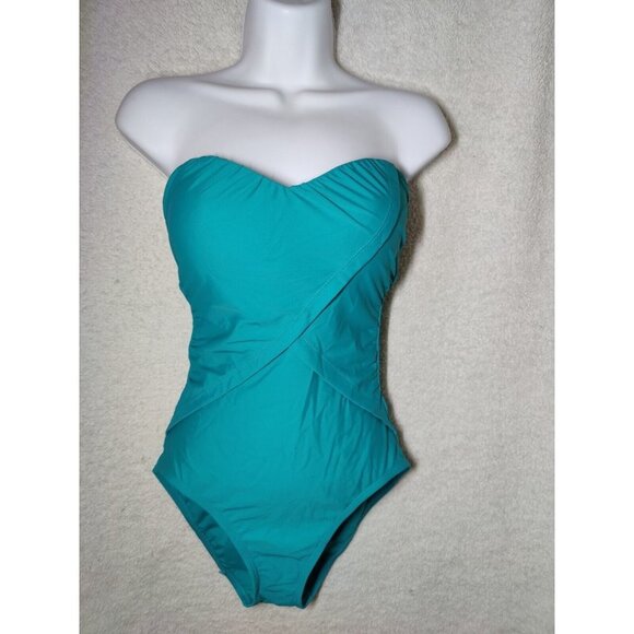 Into The Bleu Turquoise One Piece Convertible Halter/Strapless Swimsuit 6 NWOT - Picture 4 of 8